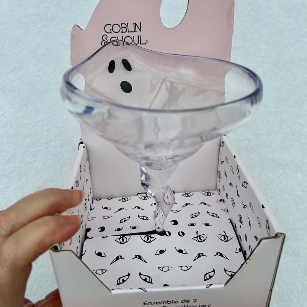 New Halloween Goblin & Ghoul Clear Glass Goblet Acrylic Martini